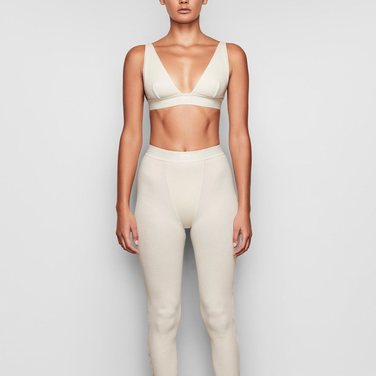 COTTON RIB LEGGING | BONE