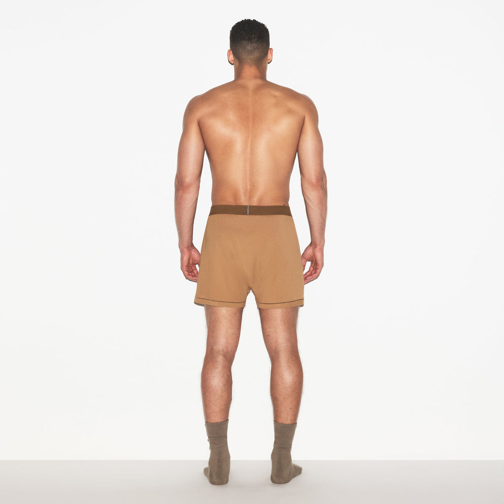 SKIMS COTTON MENS KNIT BOXER | RUSSET