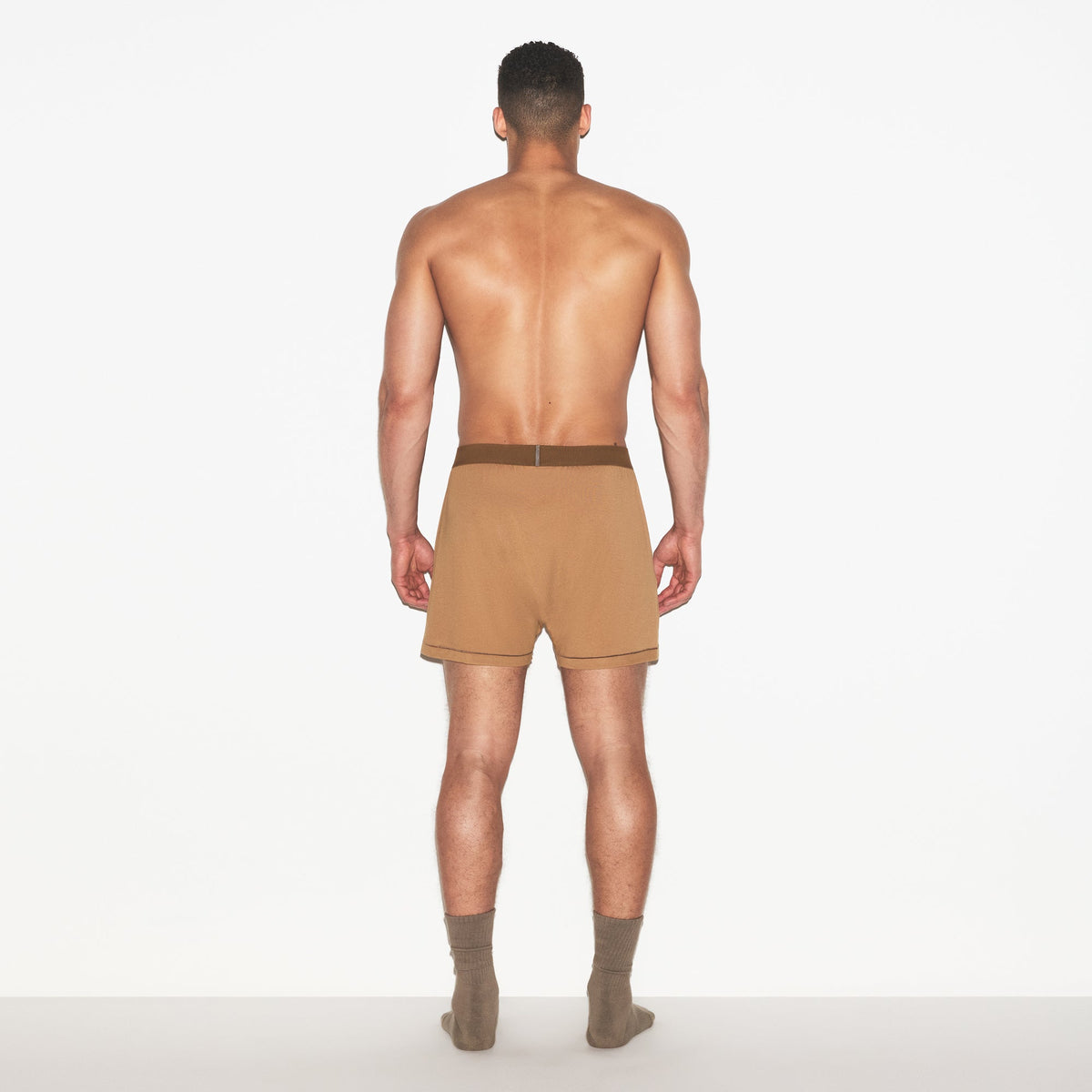 SKIMS COTTON MENS KNIT BOXER | RUSSET
