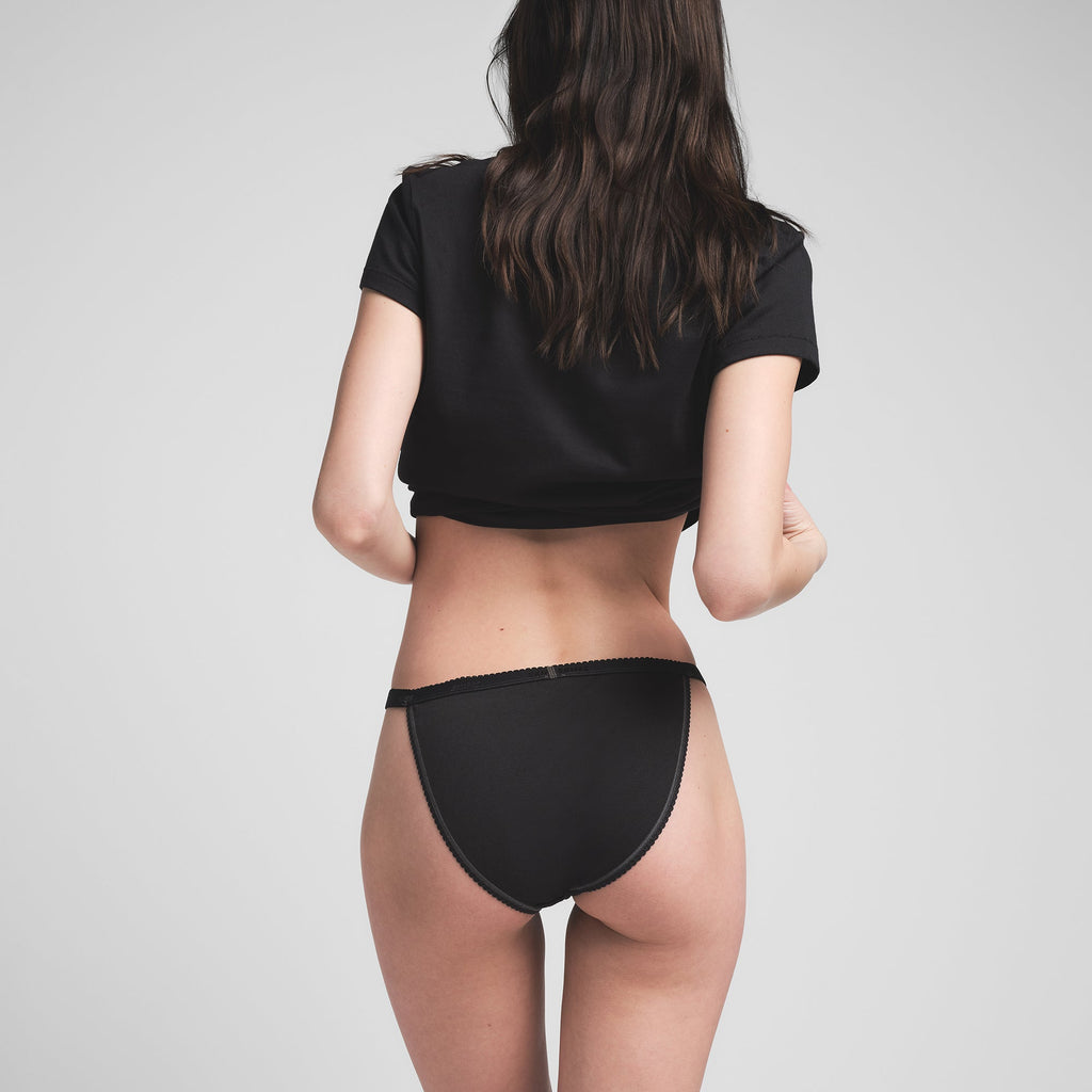 LIGHTWEIGHT COTTON LOGO PICOT STRING BIKINI | SOOT