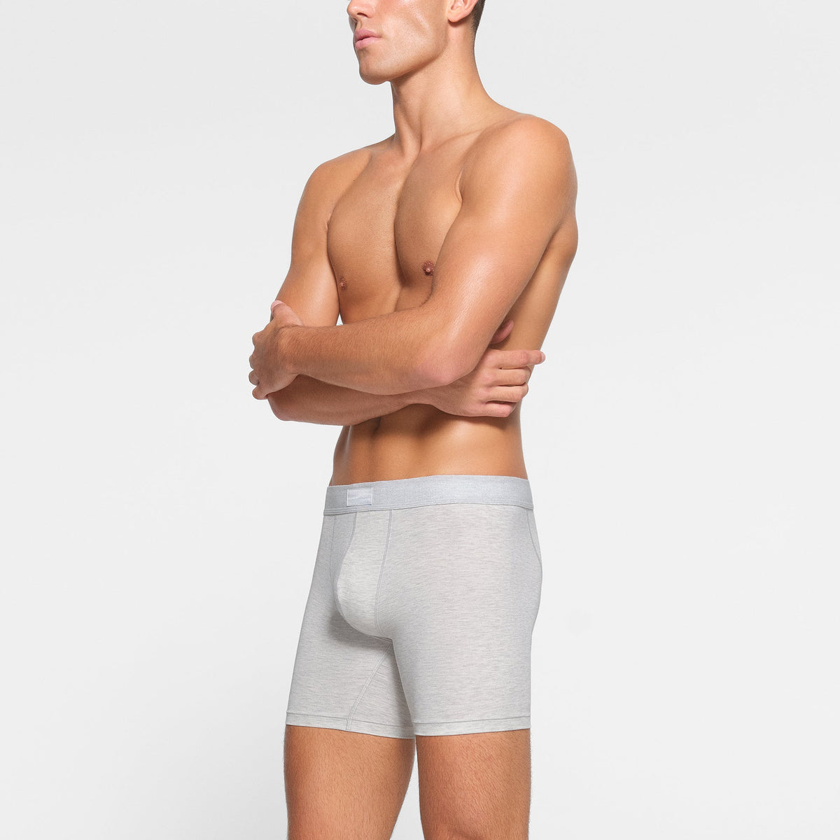 SKIMS COTTON MENS 5" BOXER BRIEF | LIGHT HEATHER GREY