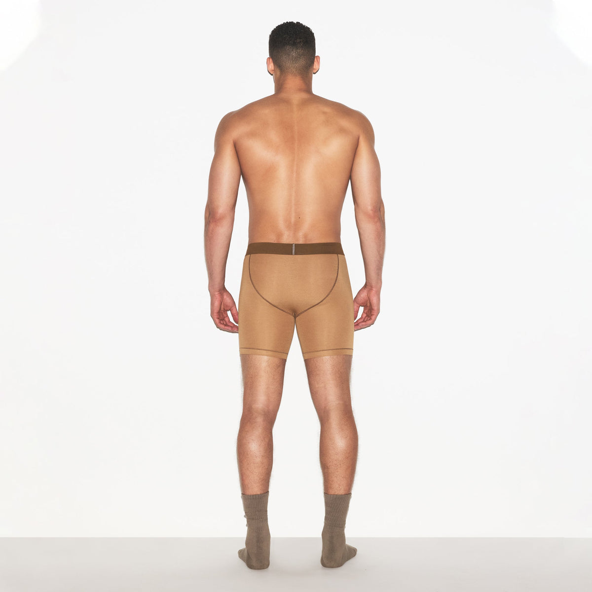 SKIMS COTTON MENS 5" BOXER BRIEF | RUSSET