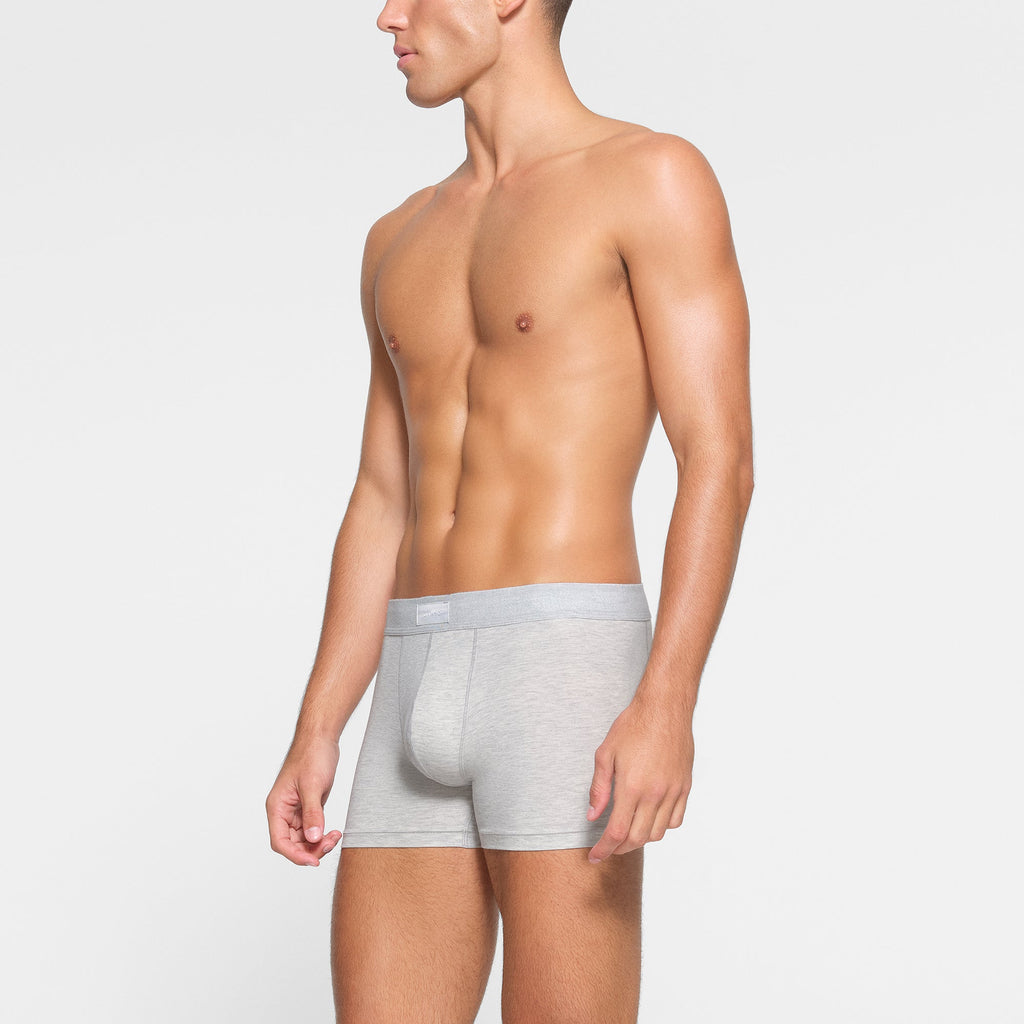 SKIMS COTTON MENS 3" BOXER BRIEF | LIGHT HEATHER GREY