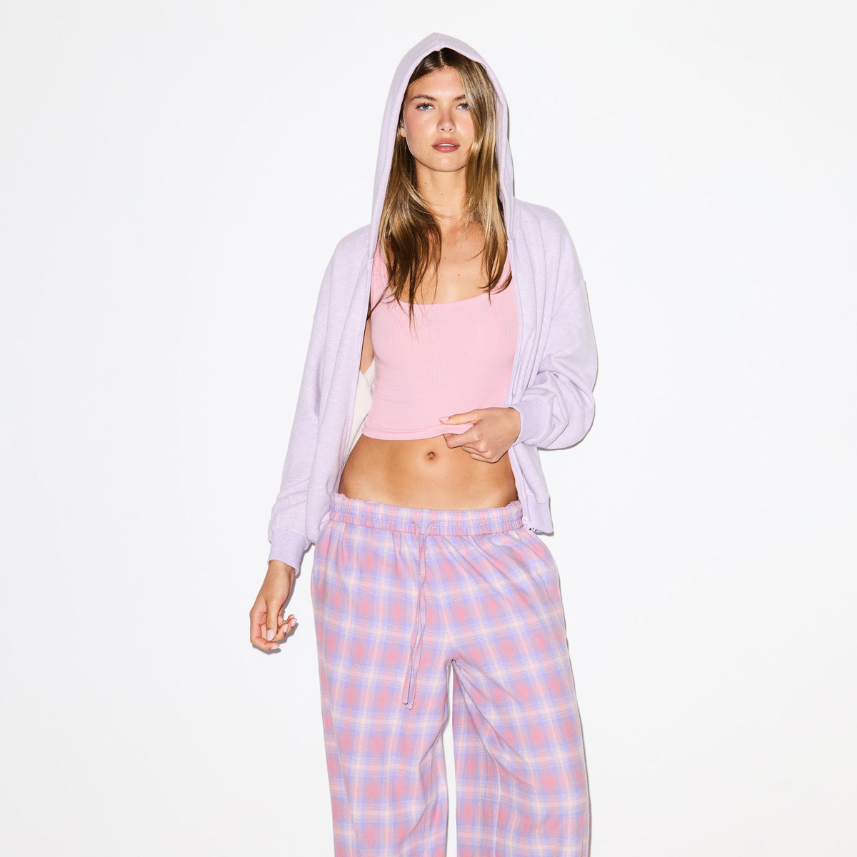 FLANNEL SLEEP OVERSIZED PANT | COTTON CANDY PLAID