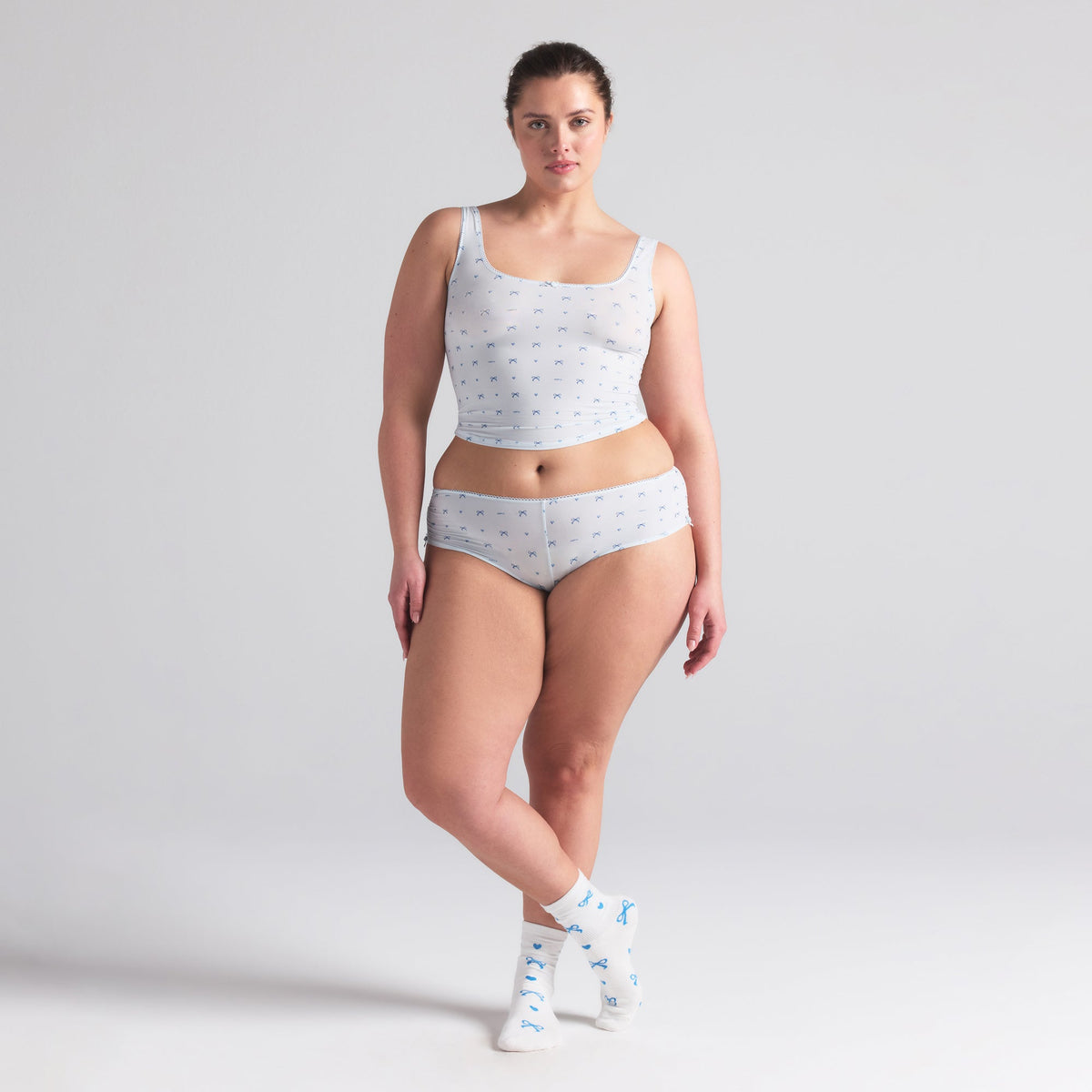 FITS EVERYBODY PICOT TANK AND HIPSTER SET | CLOUD BOW PRINT