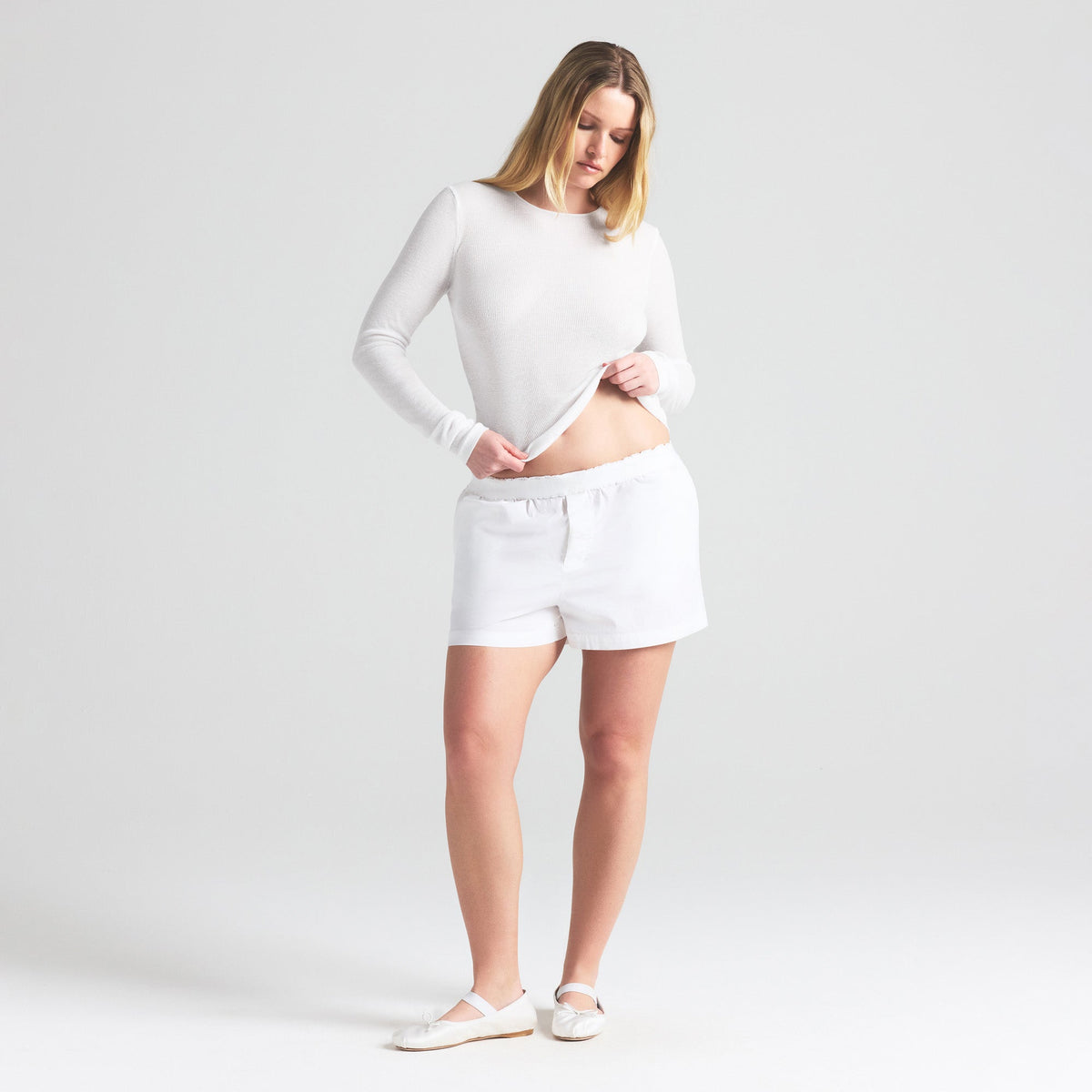 COTTON POPLIN BOXER | SNOW