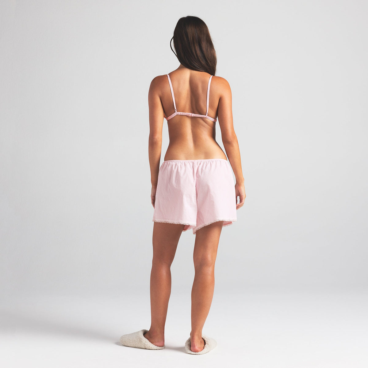 COTTON POPLIN SLEEP SHORT | CHERRY BLOSSOM STRIPE