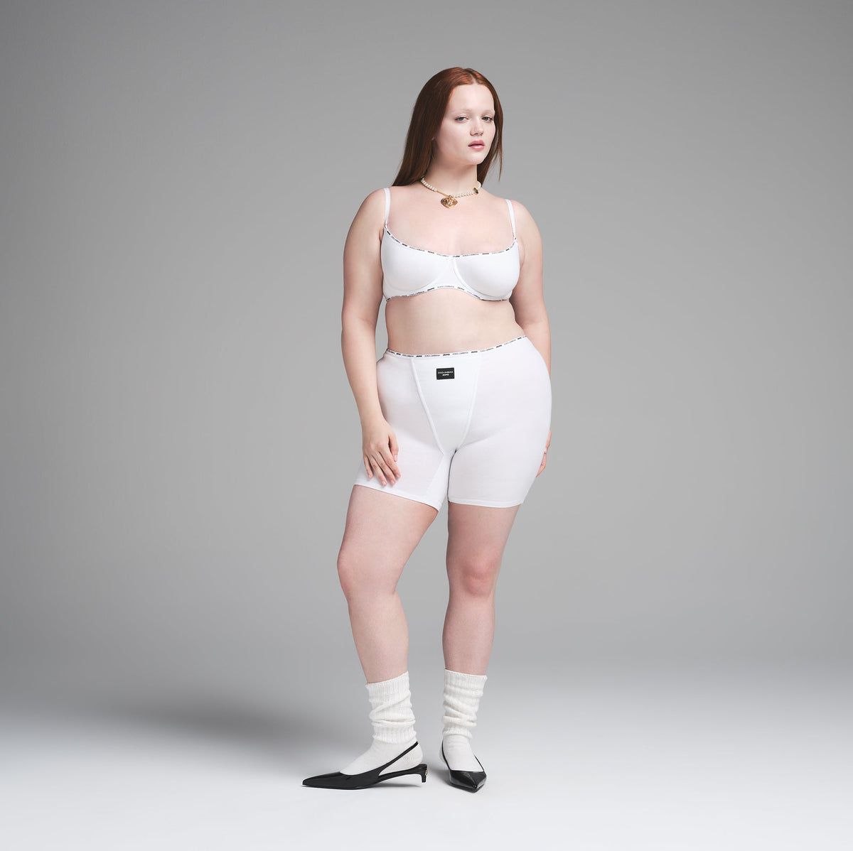 DOLCE&GABBANA X SKIMS COTTON JERSEY BOXER | SNOW