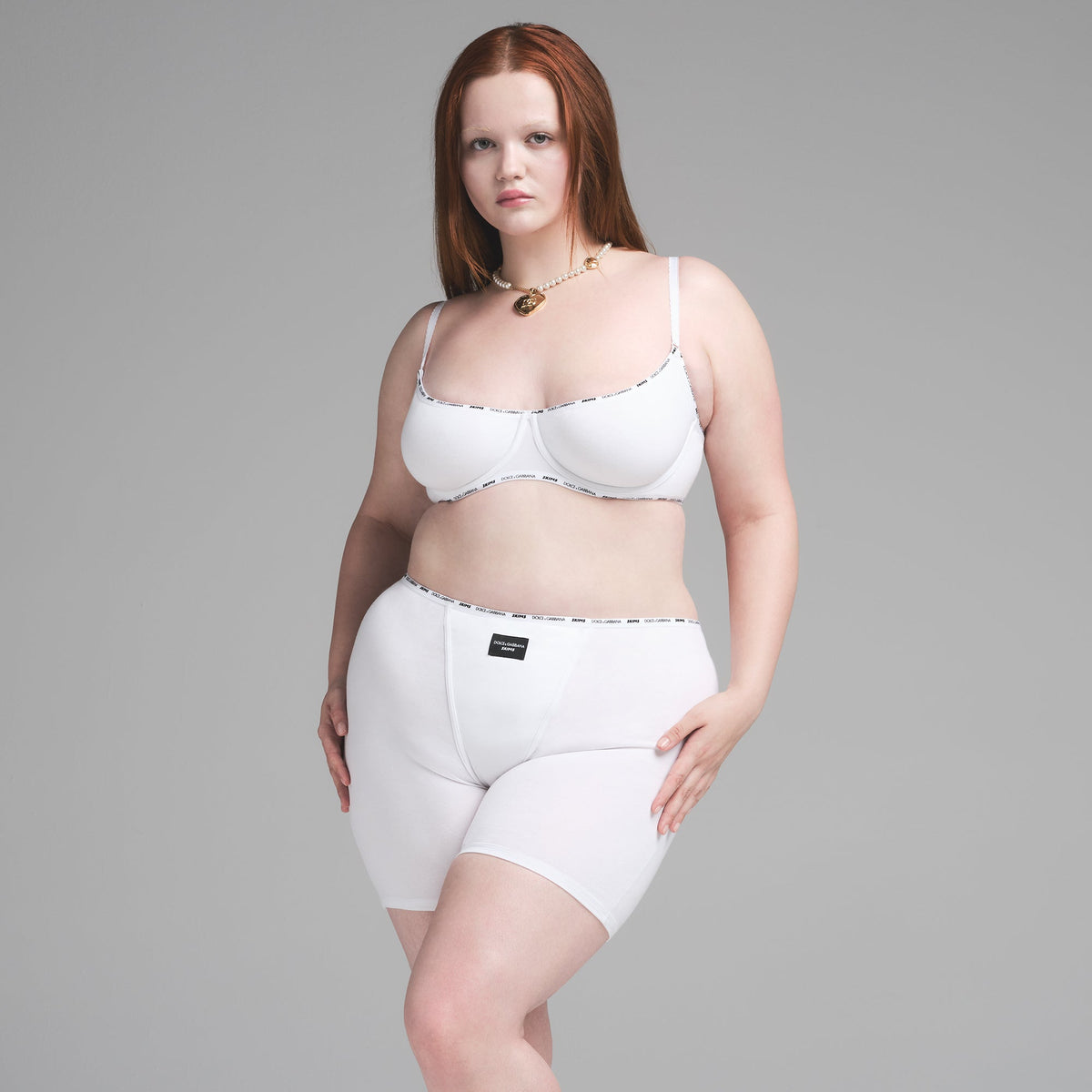 DOLCE&GABBANA X SKIMS COTTON JERSEY BOXER | SNOW