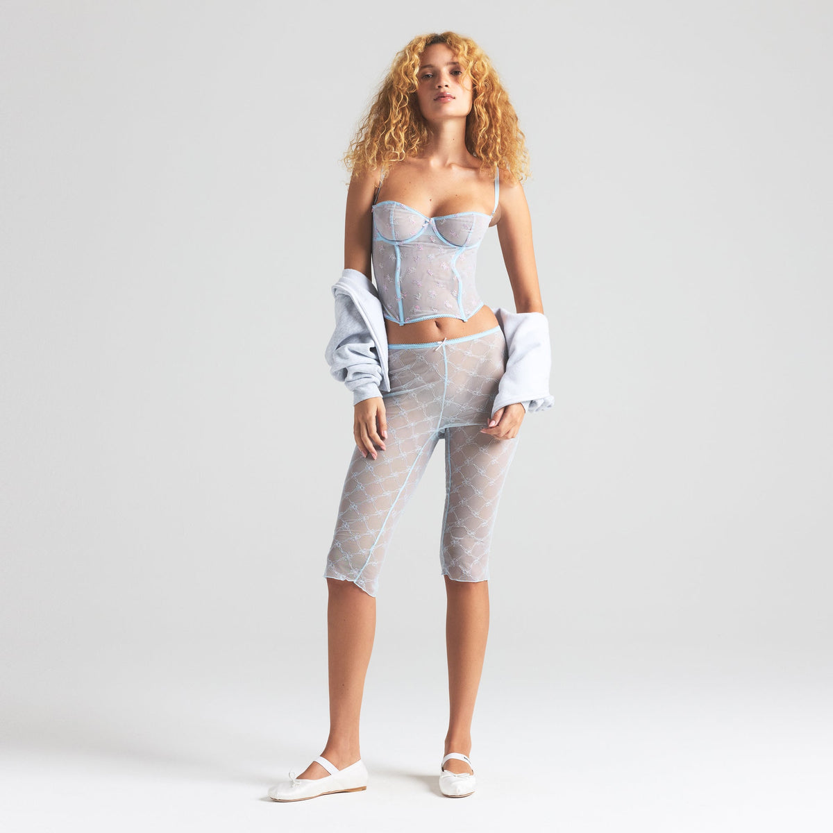SPRING INTIMATES CORSET | POWDER BLUE MULTI TULLE