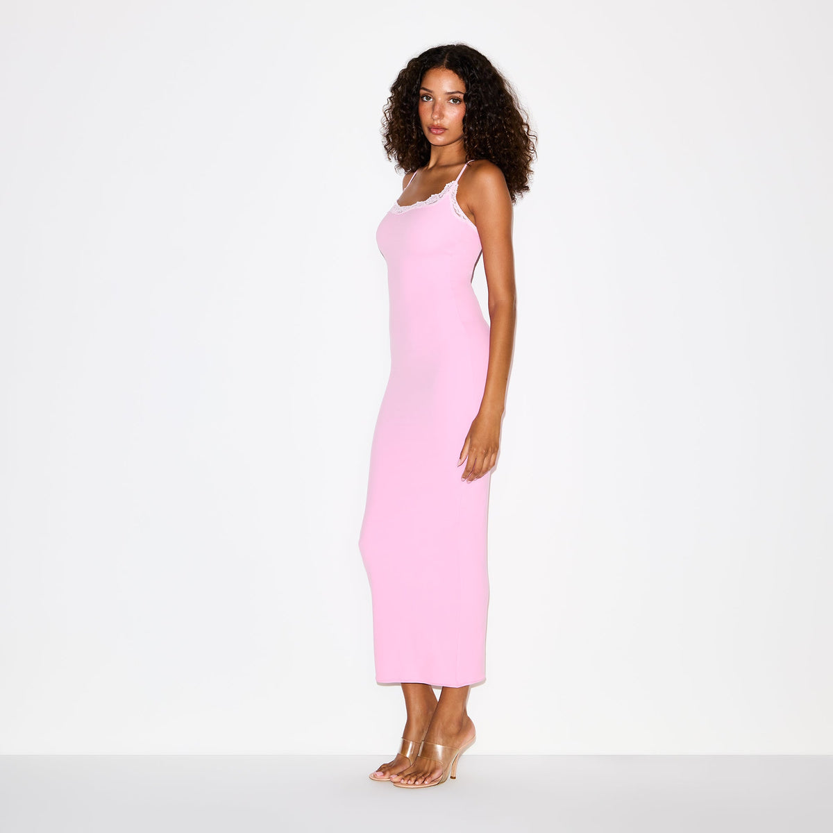 FITS EVERYBODY LACE LONG SLIP DRESS | BUBBLEGUM TONAL
