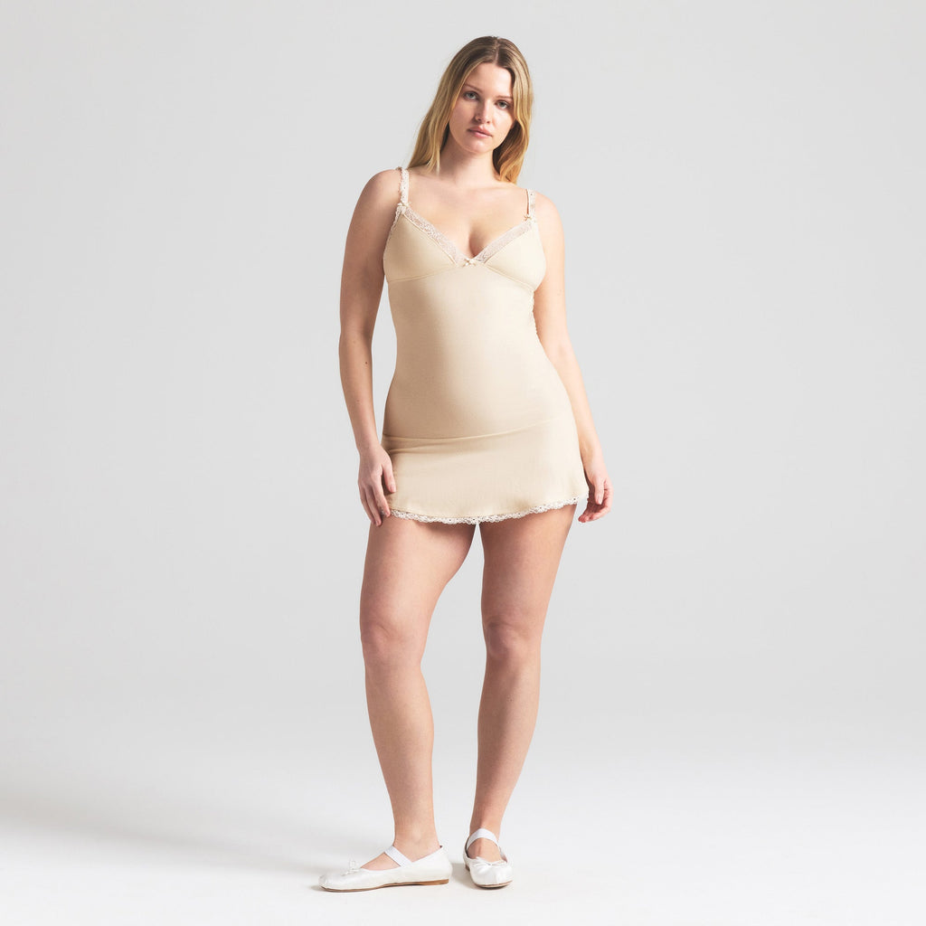 COTTON JERSEY LACE SLIP DRESS | BUTTER