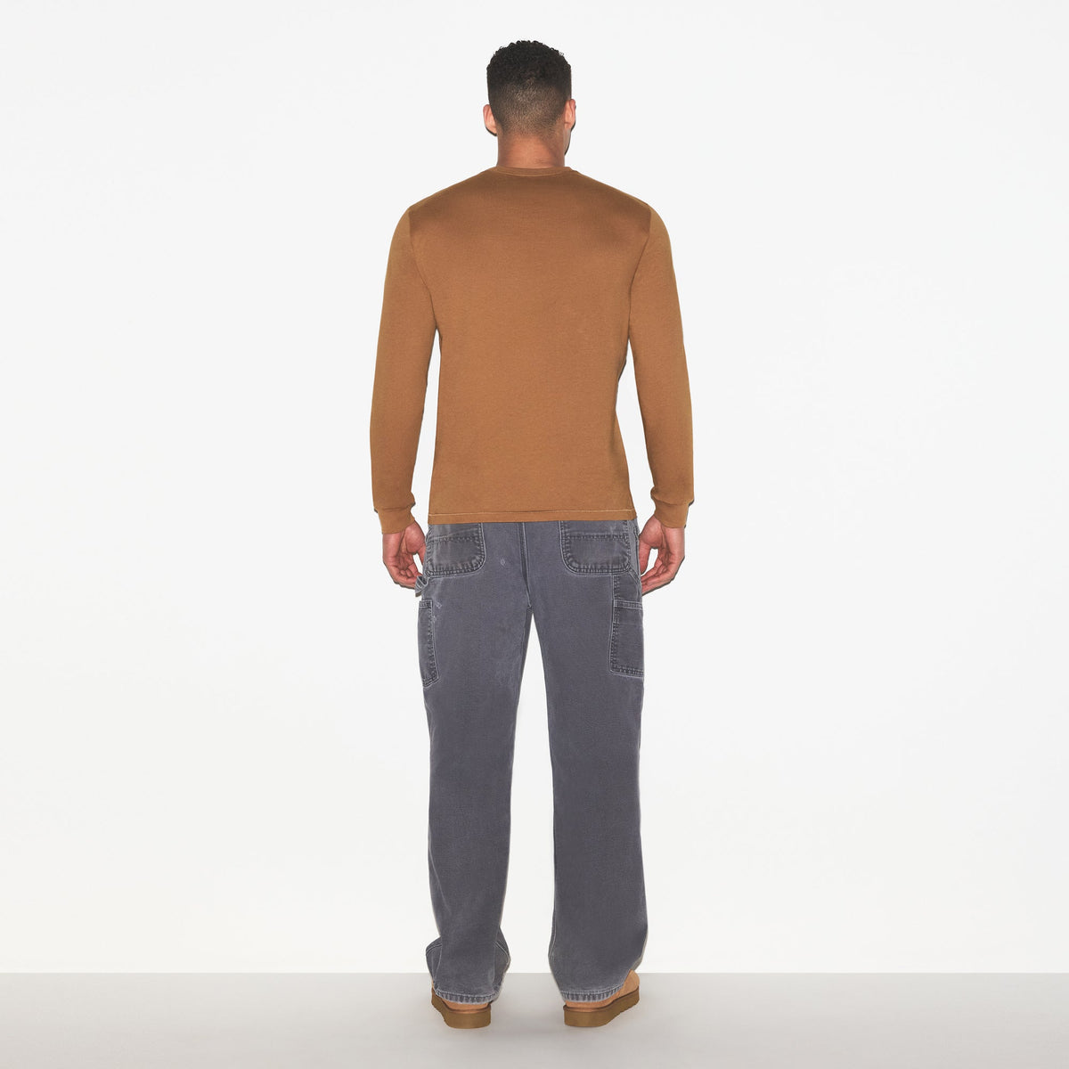 SKIMS COTTON MENS CLASSIC LONG SLEEVE T-SHIRT | RUSSET