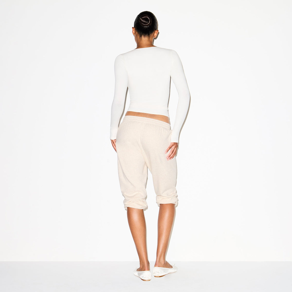 COTTON JERSEY SCOOP NECK LONG SLEEVE TOP | MARBLE