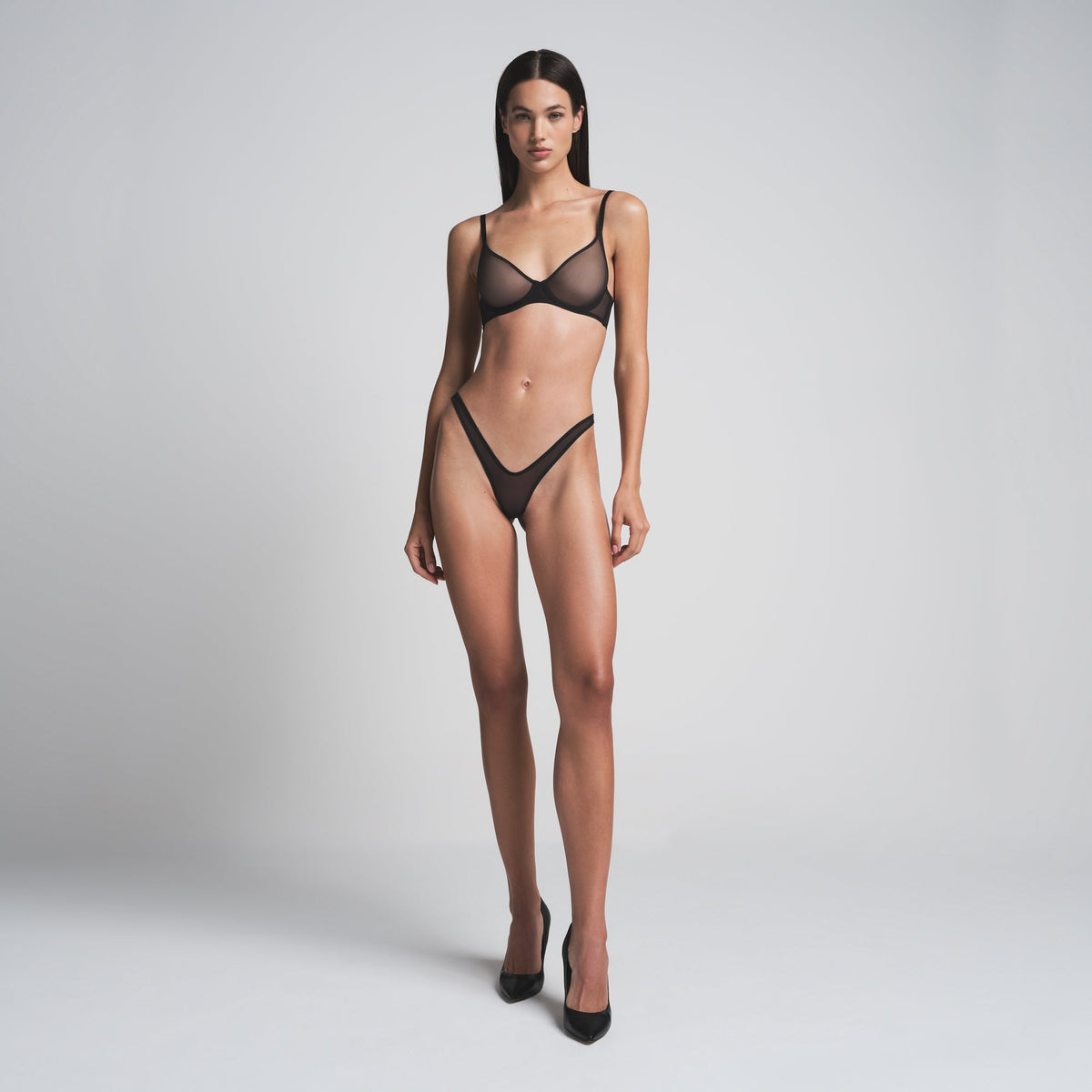 ULTRA FINE MESH MICRO DIPPED THONG | ONYX