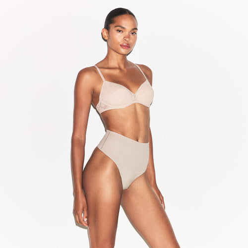 COTTON SHAPEWEAR HIGH-WAISTED THONG | LINEN