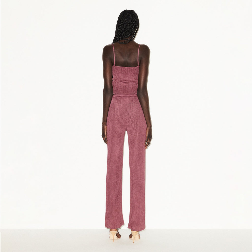 SHEER KNIT STRAIGHT LEG PANT | BEET