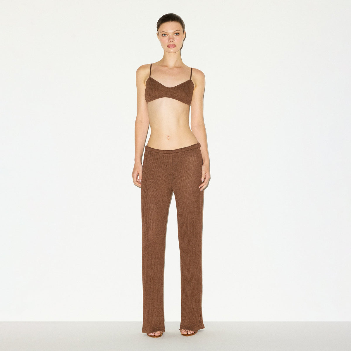 SHEER KNIT STRAIGHT LEG PANT | BISON