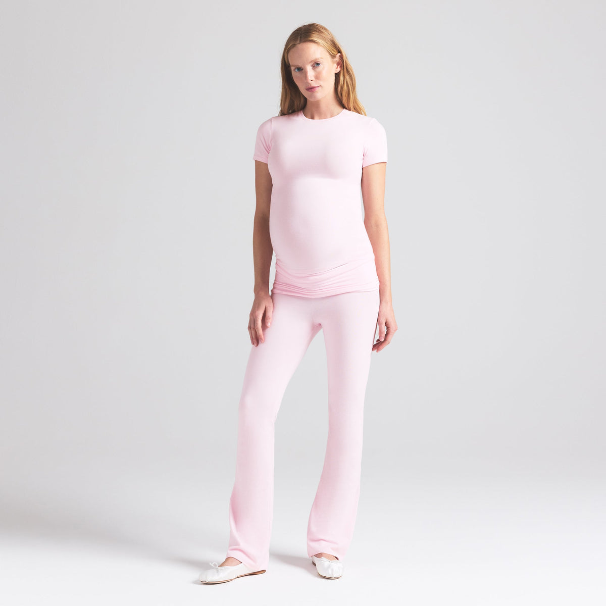 COTTON JERSEY MATERNITY FOLDOVER PANT | CHERRY BLOSSOM