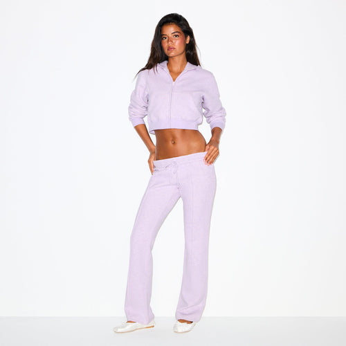 COTTON FLEECE LOW RISE SLIM PANT | PURPLE HEATHER