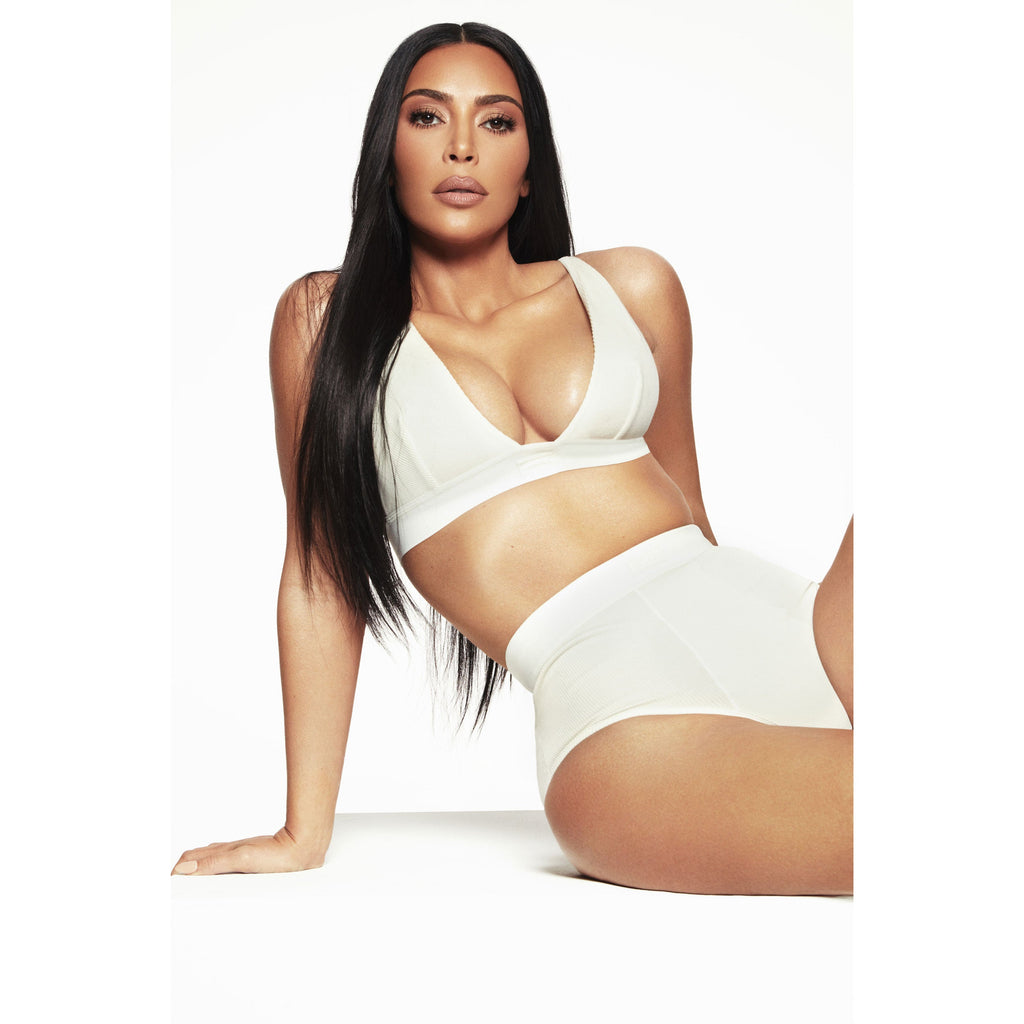 COTTON RIB PLUNGE BRALETTE | LIGHT HEATHER GREY