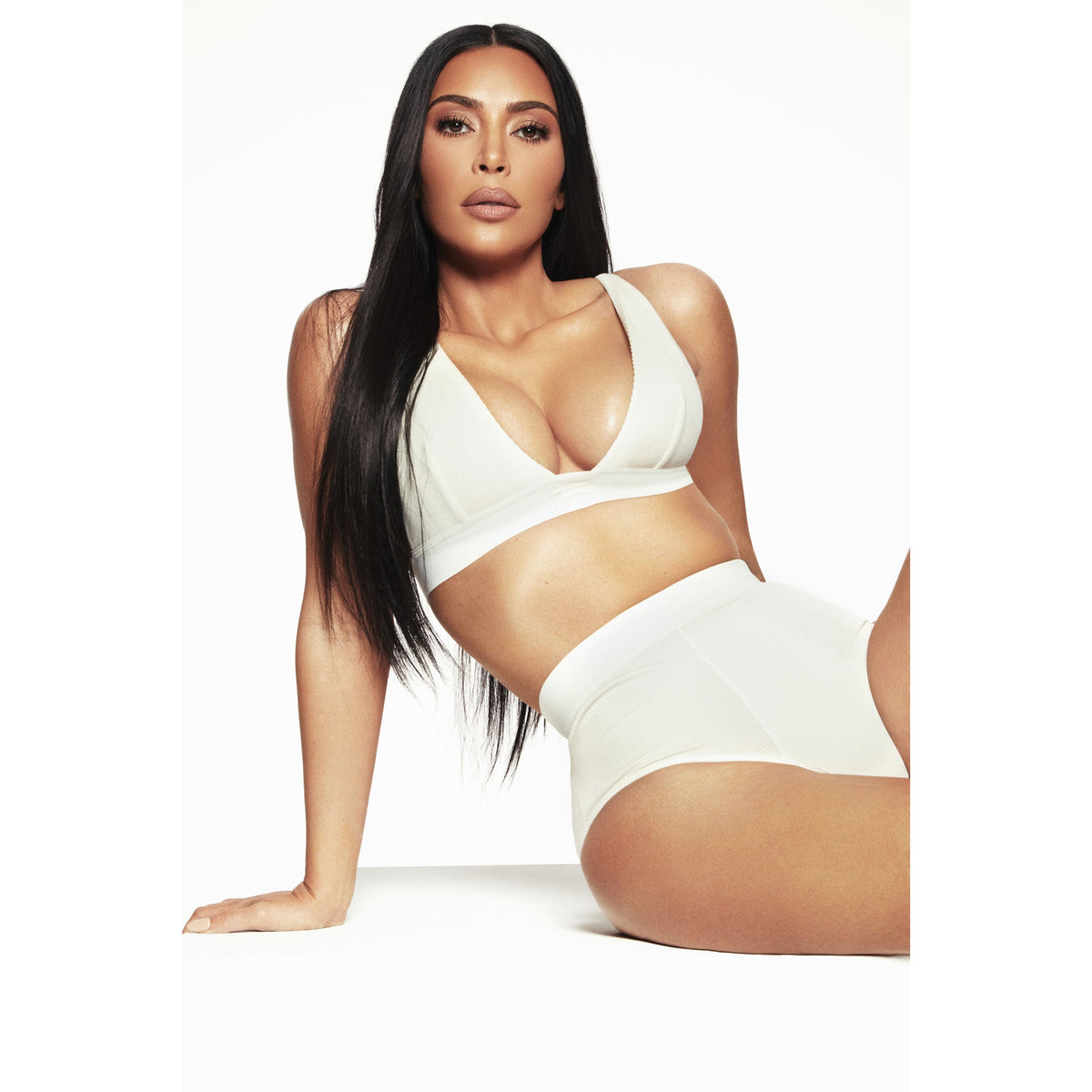 COTTON RIB PLUNGE BRALETTE | LIGHT HEATHER GREY