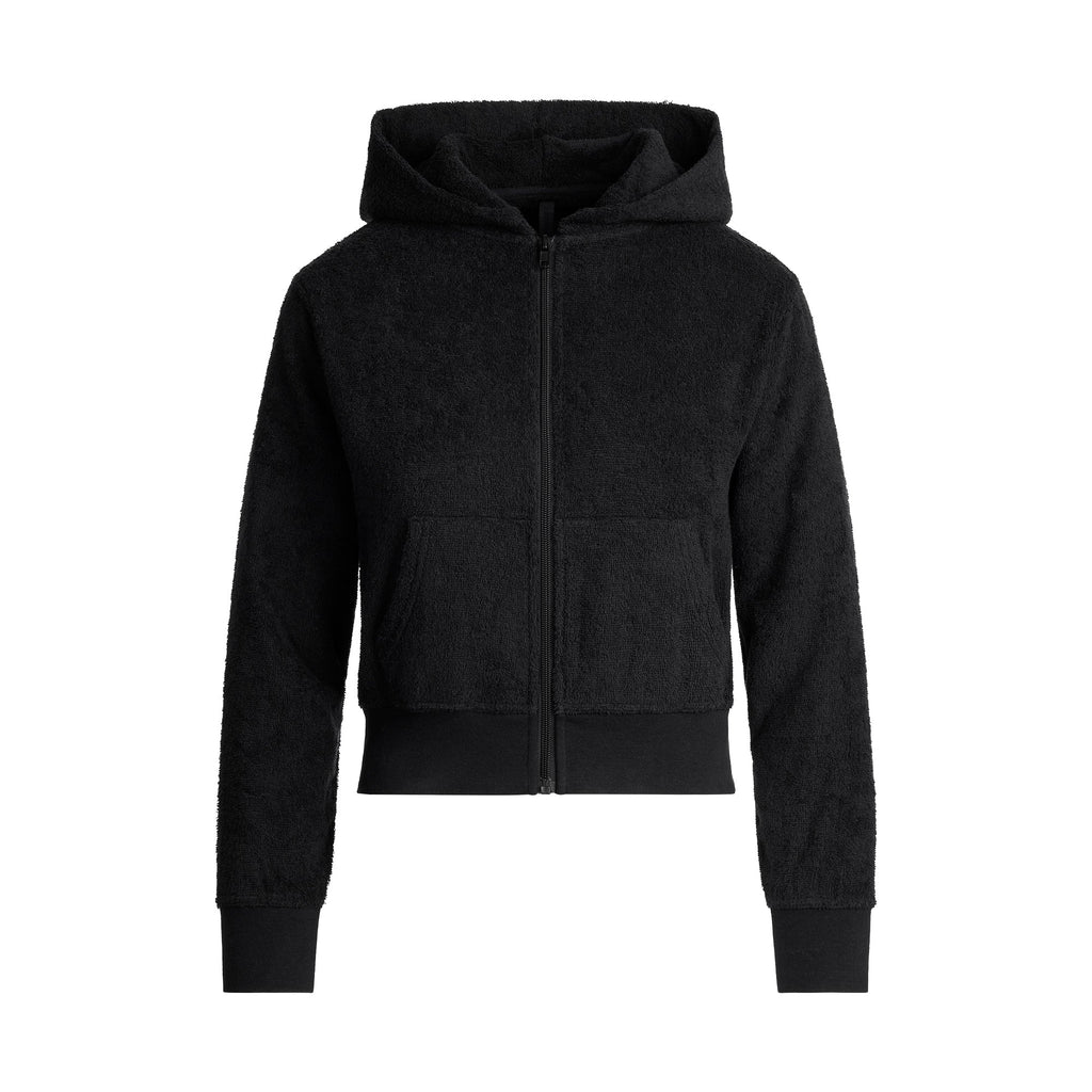 TERRY COVER-UPS ZIP UP HOODIE | ONYX