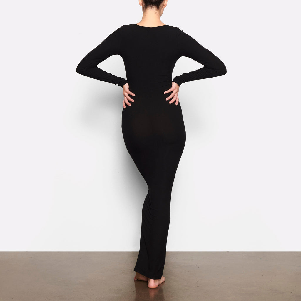 SOFT LOUNGE LONG SLEEVE DRESS | ONYX