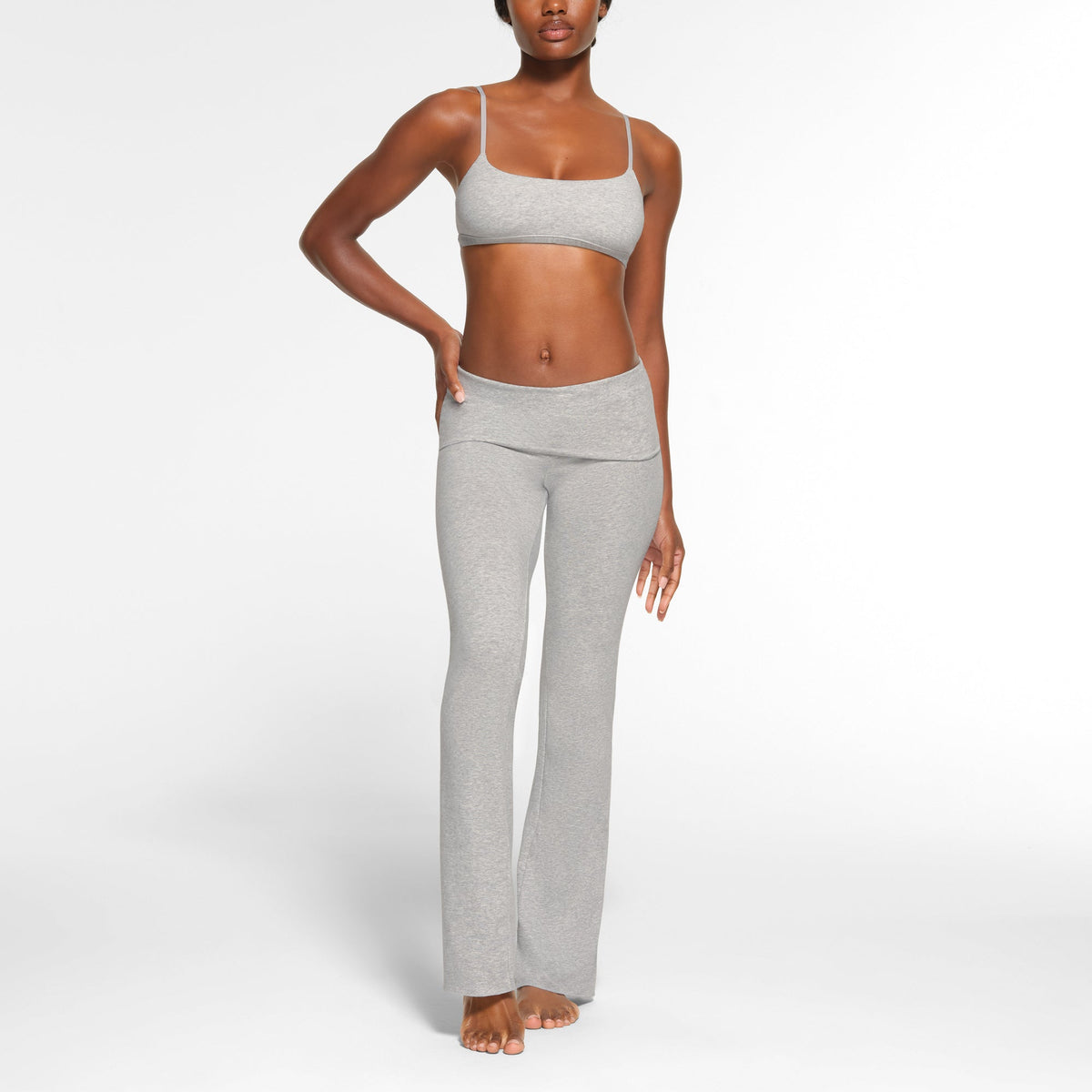 COTTON JERSEY FOLDOVER PANT | LIGHT HEATHER GREY