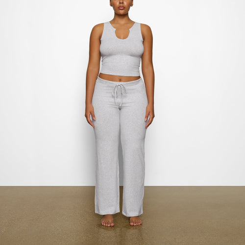 COTTON JERSEY STRAIGHT LEG PANT | LIGHT HEATHER GREY