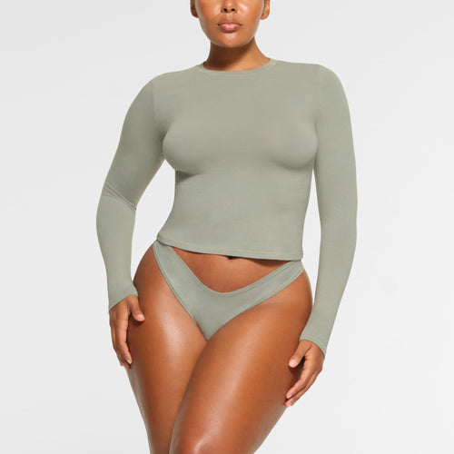 COTTON JERSEY LONG SLEEVE T-SHIRT | MINERAL
