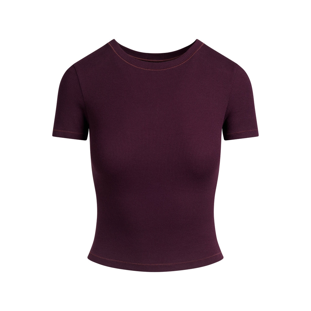 COTTON RIB T-SHIRT | CURRANT