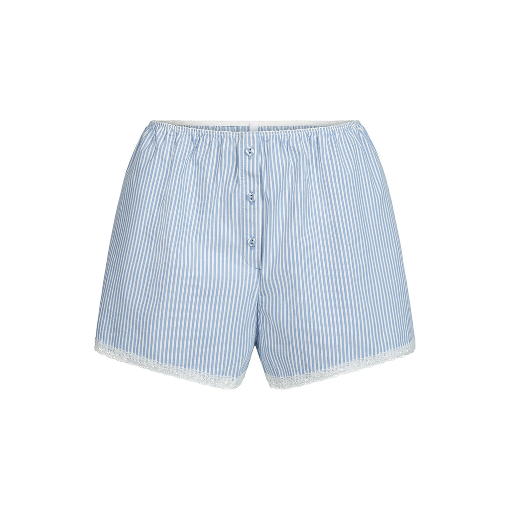 COTTON POPLIN SLEEP SHORT | CADET STRIPE