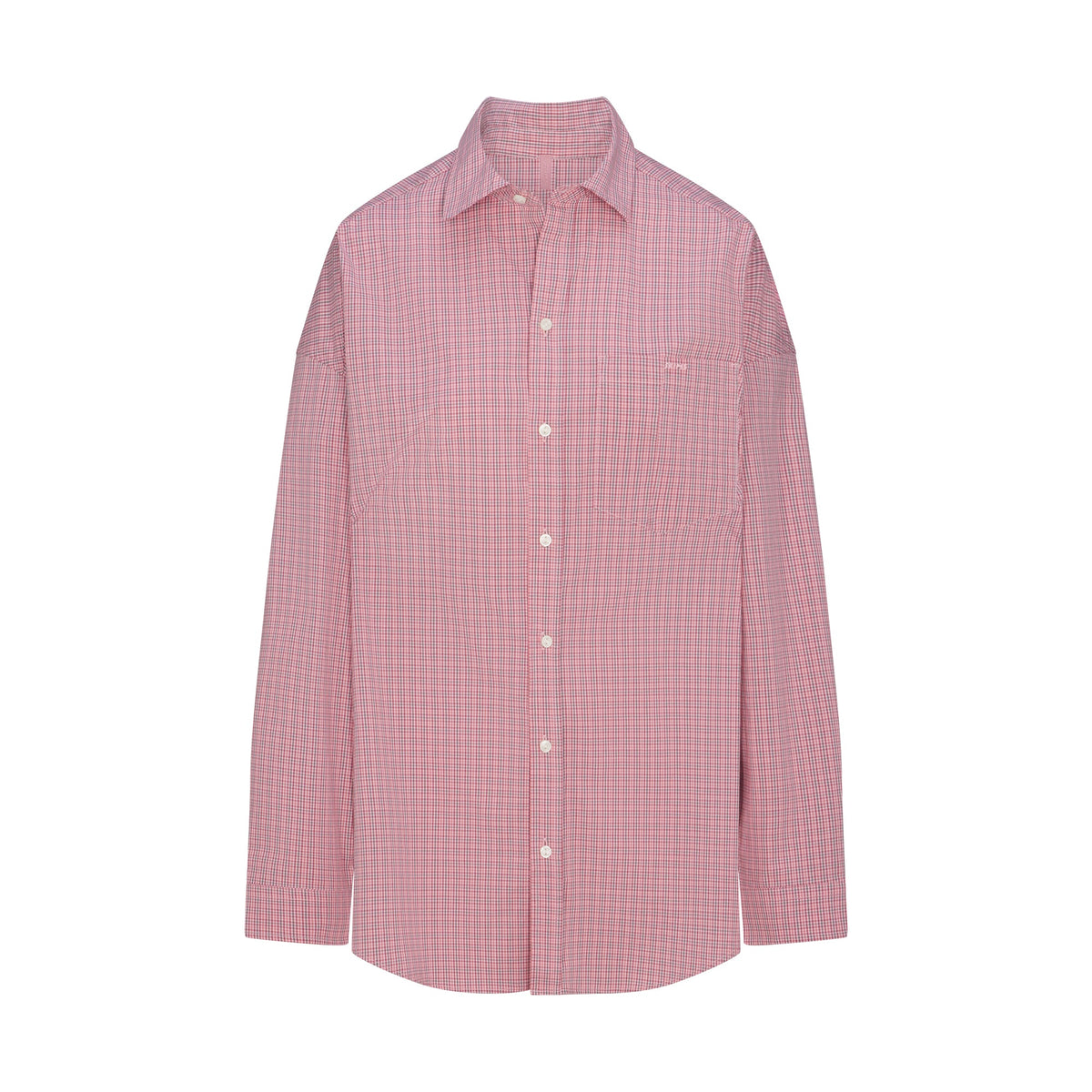 COTTON POPLIN SLEEP BUTTON UP DRESS | BERRY CHECK