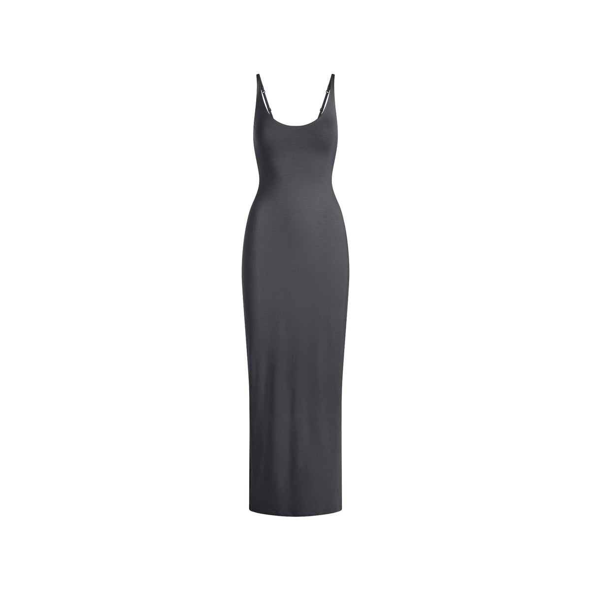 SMOOTH LAYERS SCOOP NECK LONG DRESS | GRAPHITE