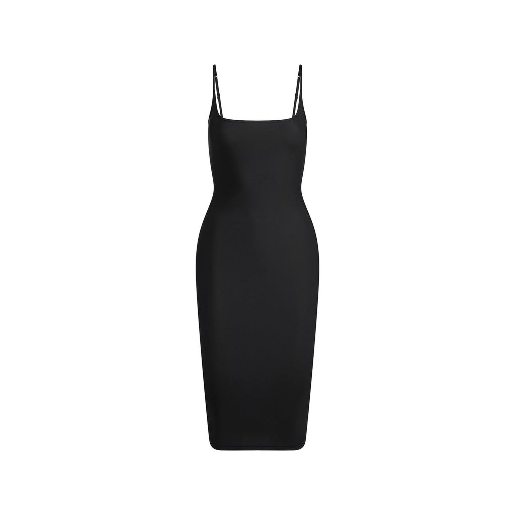 CLING MATTE MIDI DRESS | OBSIDIAN