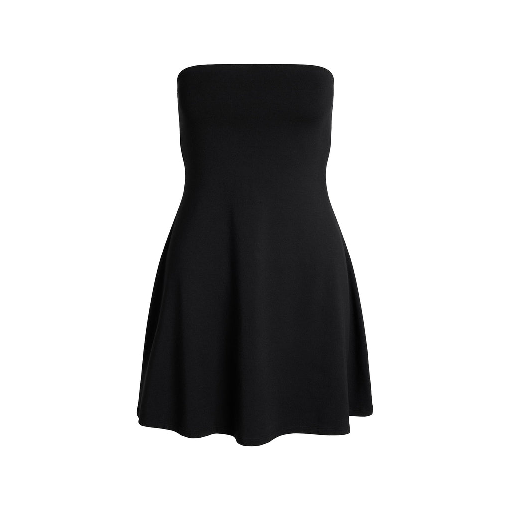 SMOOTH LAYERS STRAPLESS MINI DRESS | OBSIDIAN