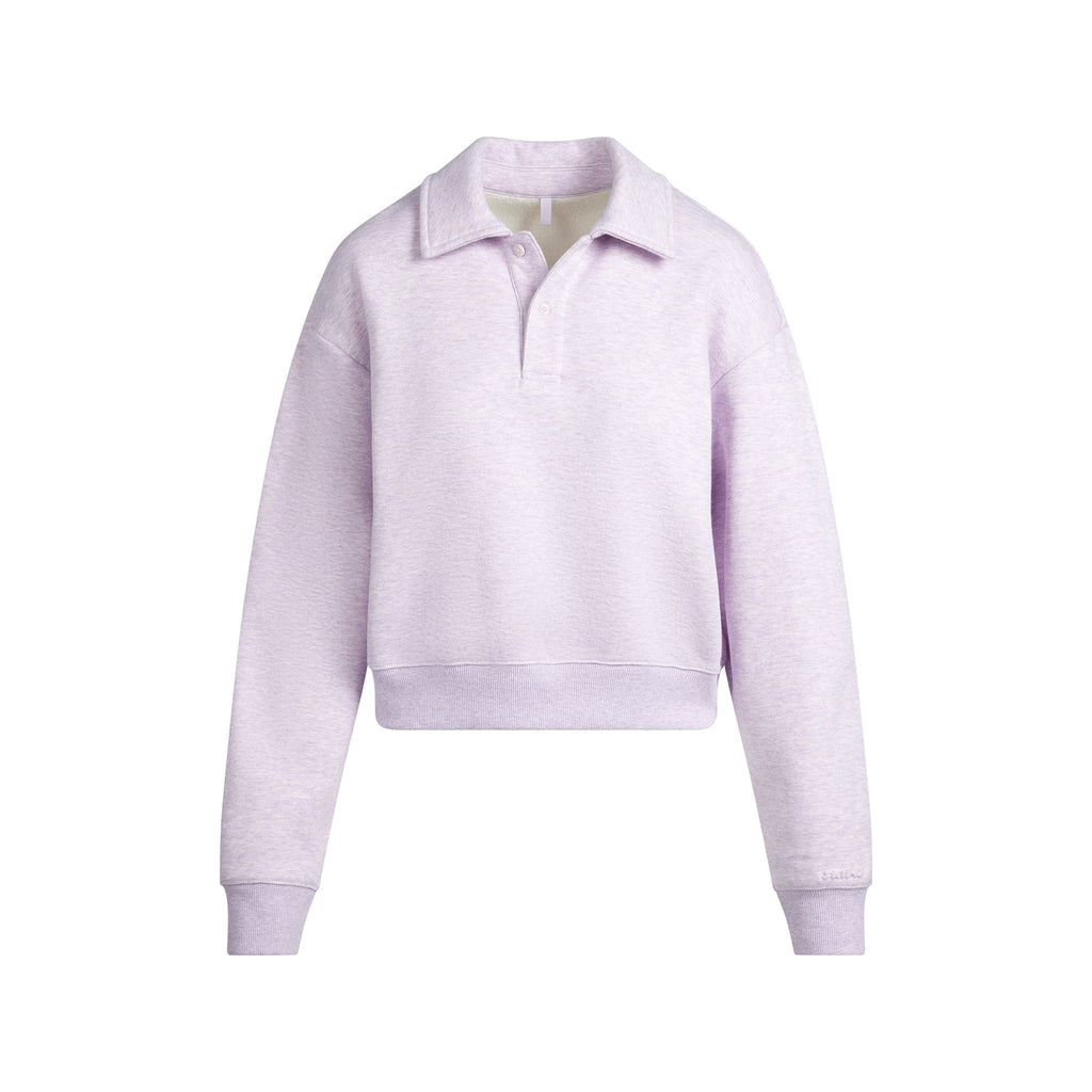 COTTON FLEECE POLO SWEATSHIRT | PURPLE HEATHER