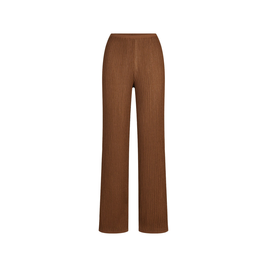 SHEER KNIT STRAIGHT LEG PANT | BISON