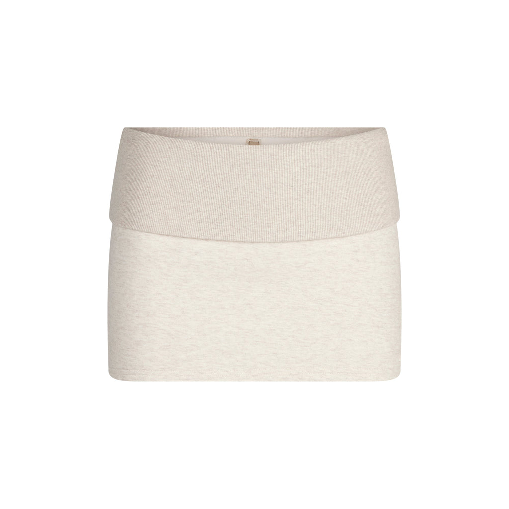 COTTON FLEECE FOLDOVER MINI SKIRT | OATMEAL HEATHER
