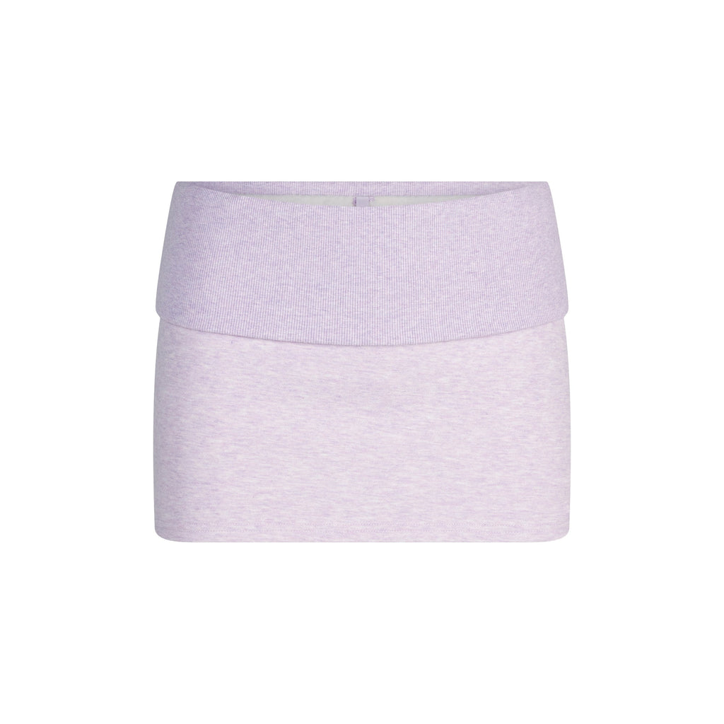 COTTON FLEECE FOLDOVER MINI SKIRT | PURPLE HEATHER