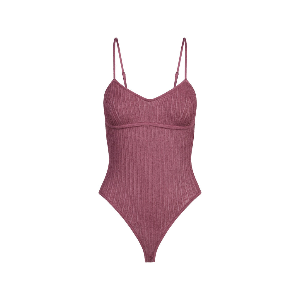 SHEER KNIT CAMI BODYSUIT | BEET