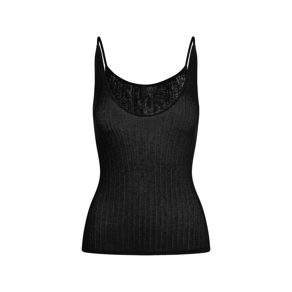SHEER KNIT PLUNGE TANK | ONYX