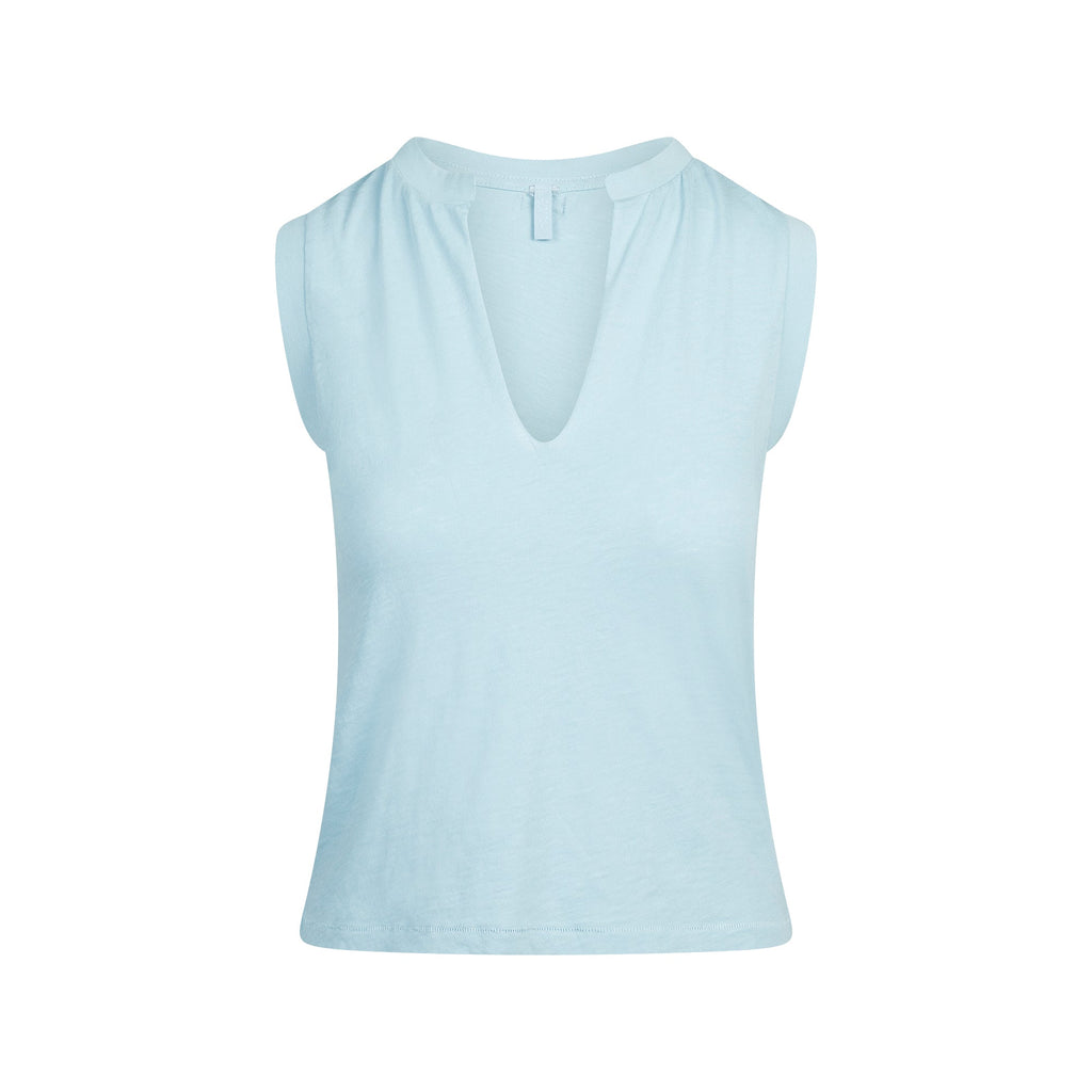 WORN IN JERSEY SPLIT NECK MUSCLE TANK | DENIM