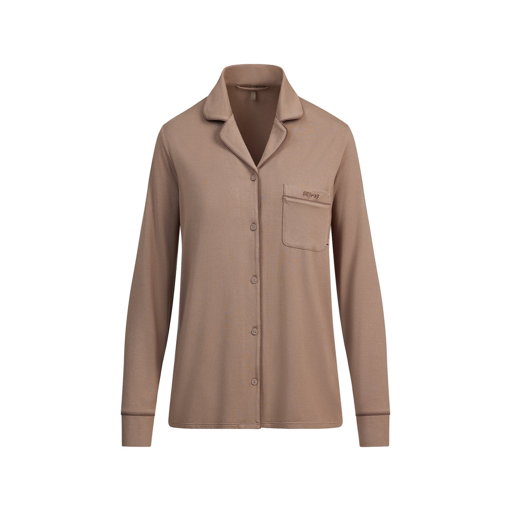 SKIMS SLEEP LONG SLEEVE BUTTON UP SET | FOSSIL