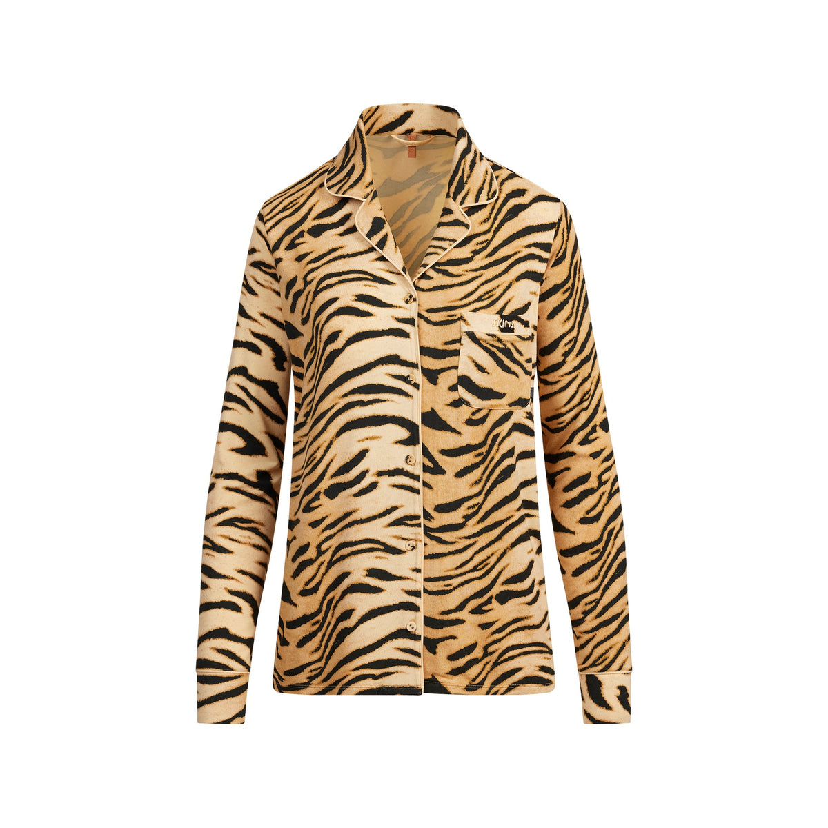 SKIMS SLEEP LONG SLEEVE BUTTON UP SET | BRONZE TIGER PRINT
