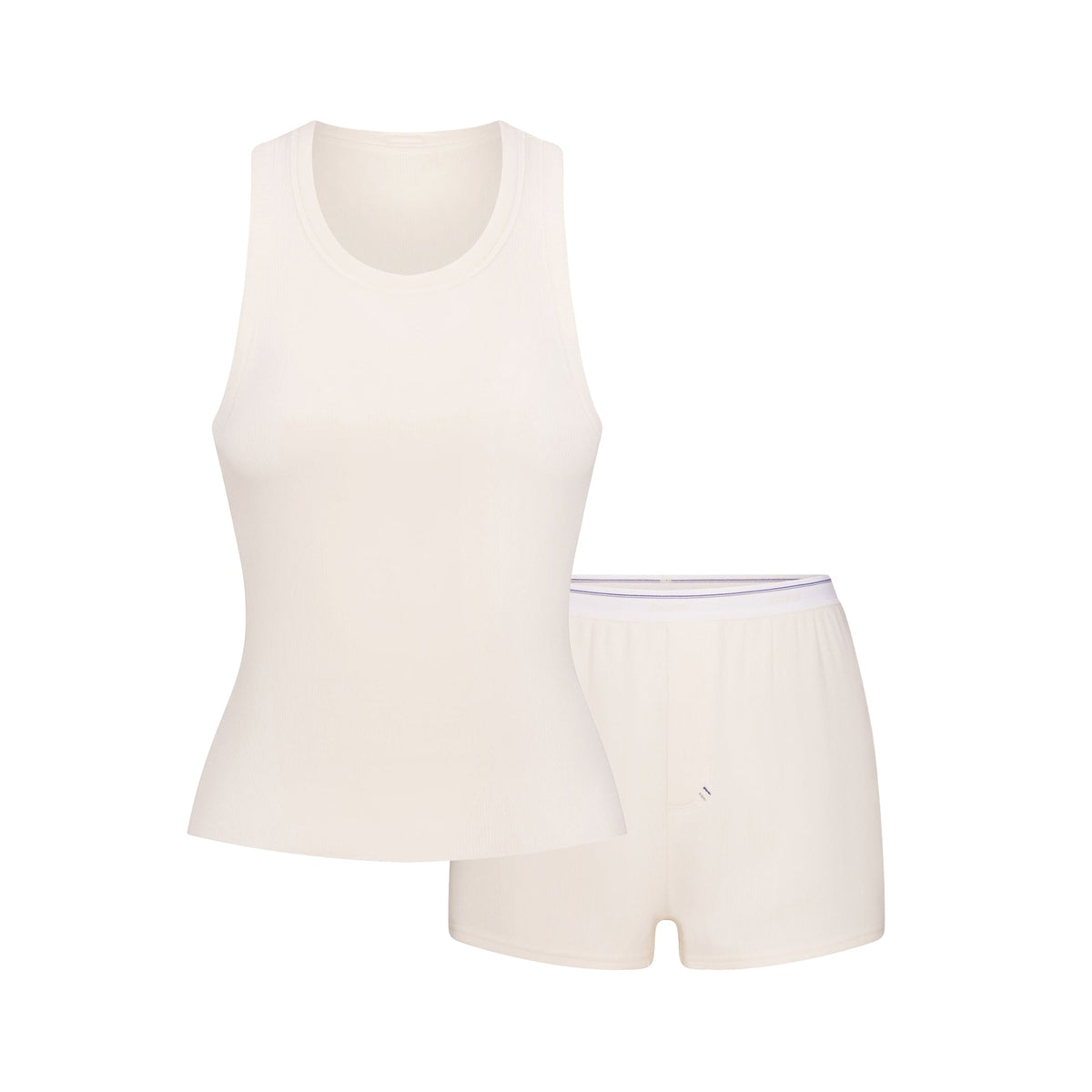 COTTON RIB SCOOP TANK AND SHORT SET | MARBLE