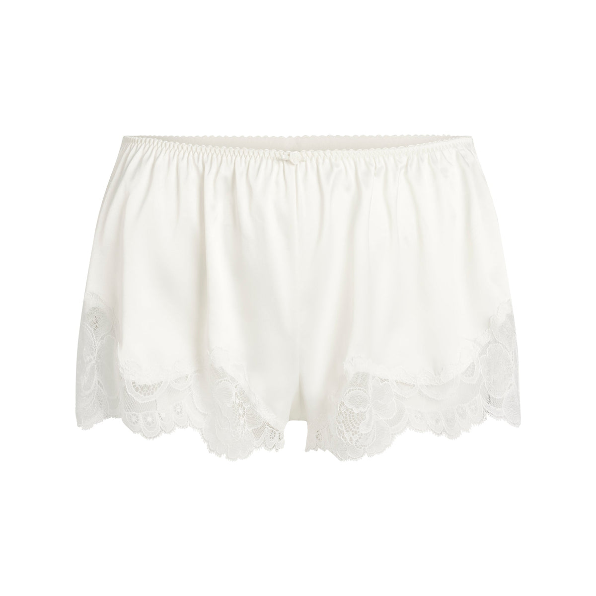 WOVEN SHINE LACE BABYDOLL AND SHORT SET | IVORY
