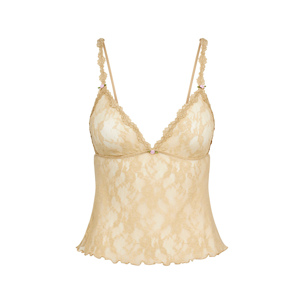STRETCH LACE TRIANGLE CAMI AND SHORT SET | DELTA