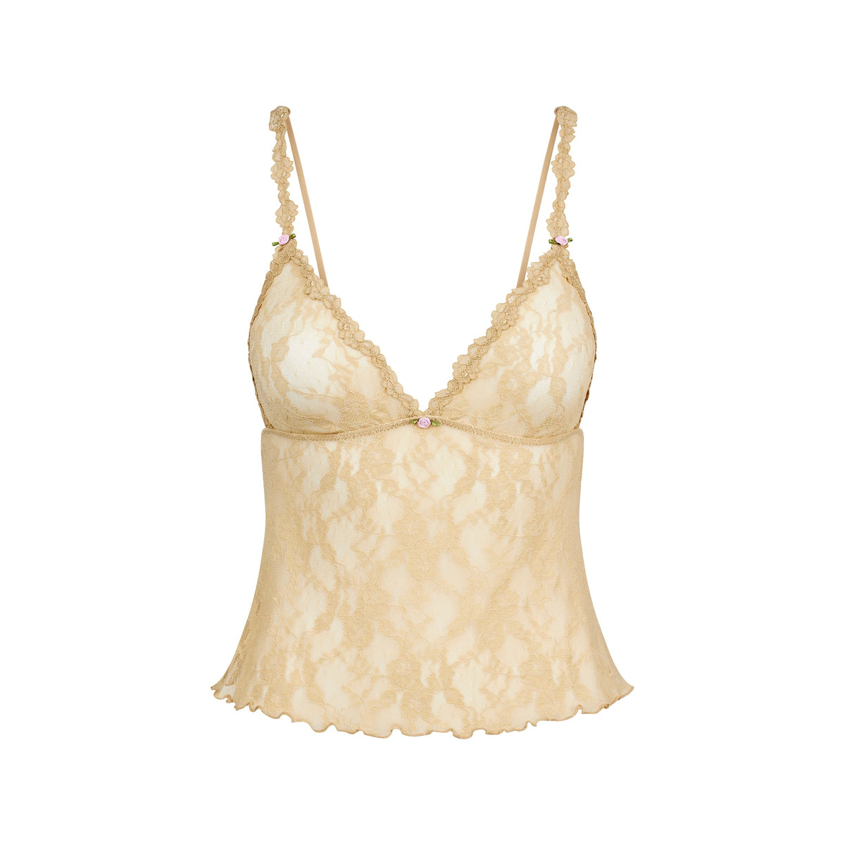 STRETCH LACE TRIANGLE CAMI AND SHORT SET | DELTA
